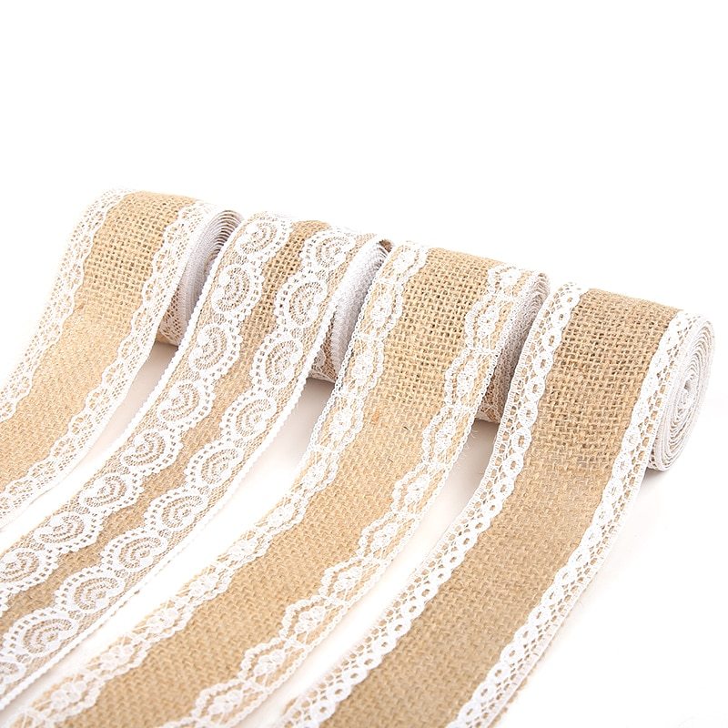 2M 5CM Natural Jute Burlap Rolls with Lace-JournalTale
