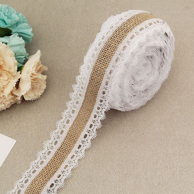 2Meter/Lot 25mm Natural Jute Burlap Hessian Lace-JournalTale
