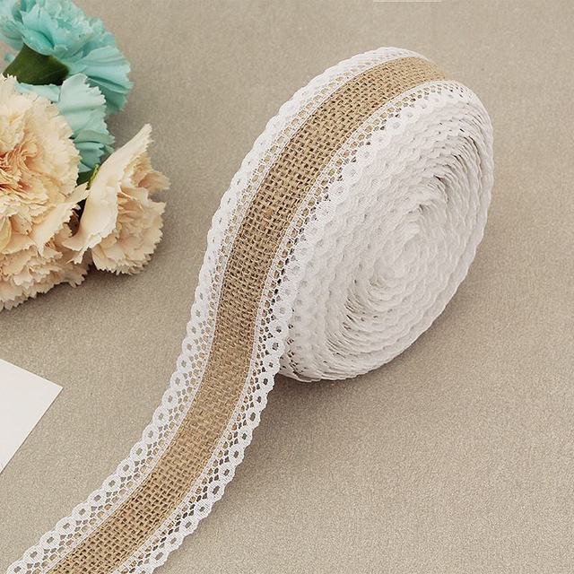 2Meter/Lot 25mm Natural Jute Burlap Hessian Lace-JournalTale