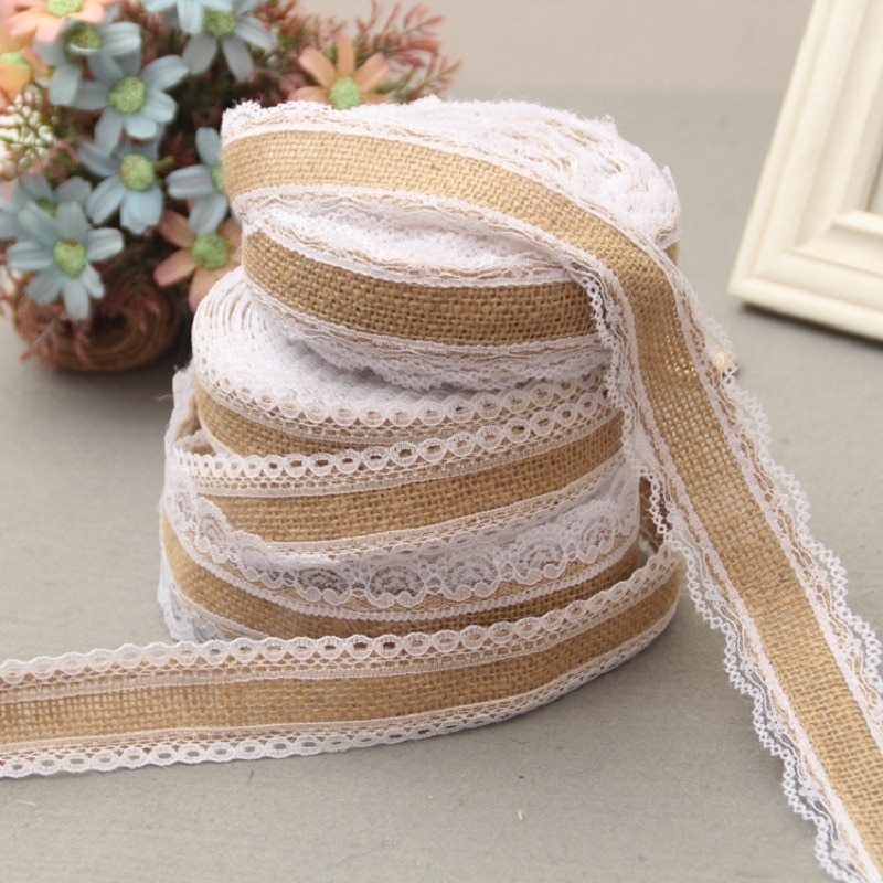 2Meter/Lot 25mm Natural Jute Burlap Hessian Lace-JournalTale