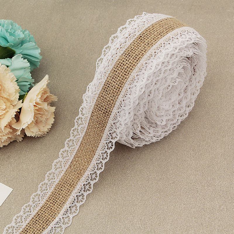 2Meter/Lot 25mm Natural Jute Burlap Hessian Lace-JournalTale