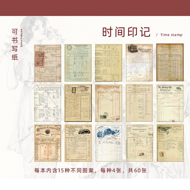 60Pcs Time Book Series Vintage Writable Material Paper-JournalTale
