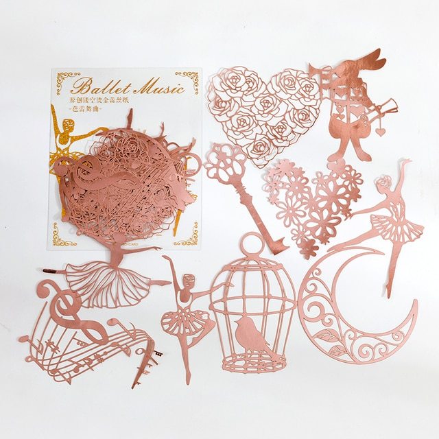 10 pcs Diy Scrapbooking paper Bronzing Lace Decoration paper-JournalTale