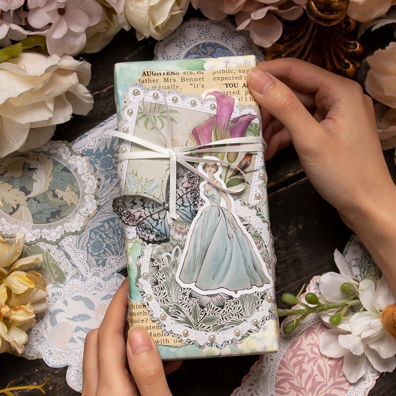 50pcs Great Artist Retro Lace Floral Material Paper-JournalTale