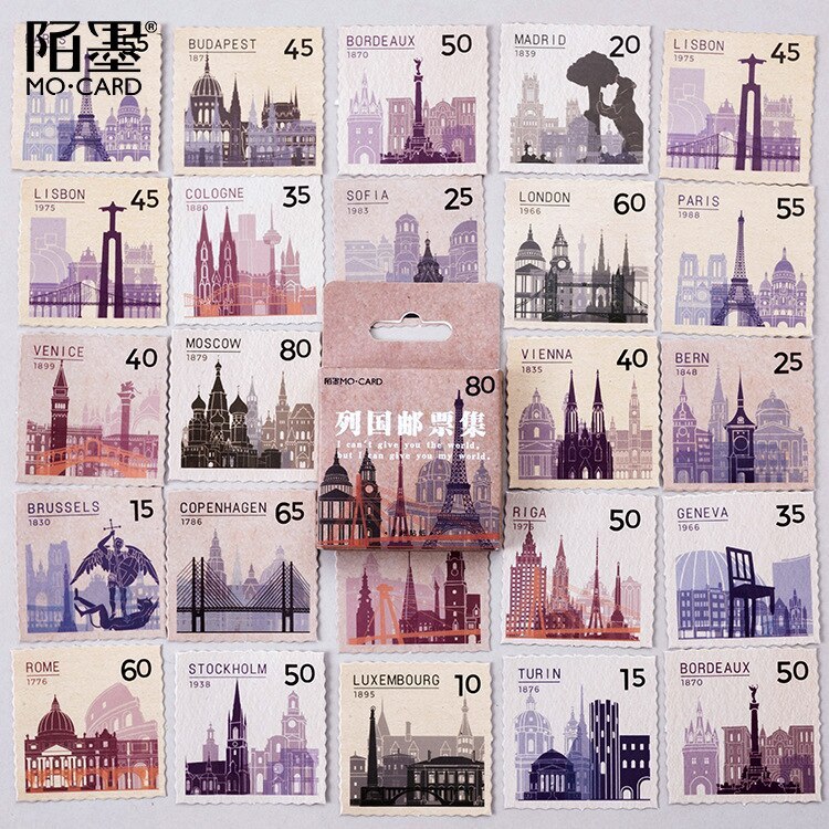 Vintage Stamp Collection of Countries Label Stickers Decorative-JournalTale