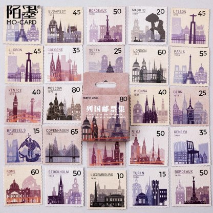 Vintage Stamp Collection of Countries Label Stickers Decorative-JournalTale