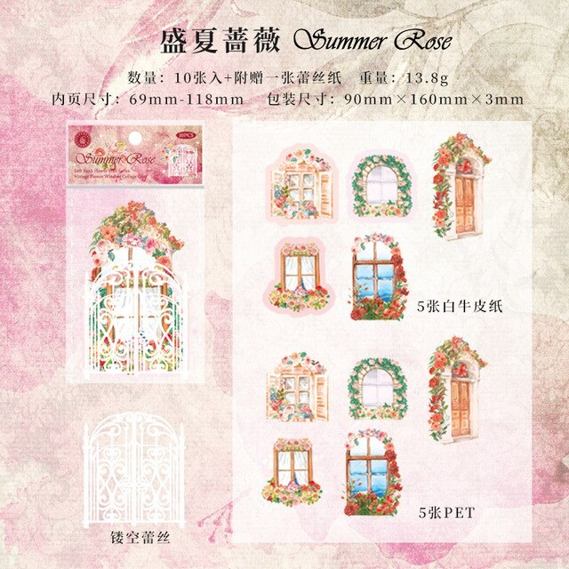10pcs/1lot Scrapbook Sticker Vintage Flower Sticker-JournalTale