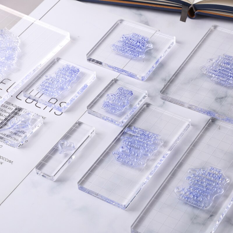 7 Types Clear Acrylic Stamp Block Transparent Silicone Stamp-JournalTale