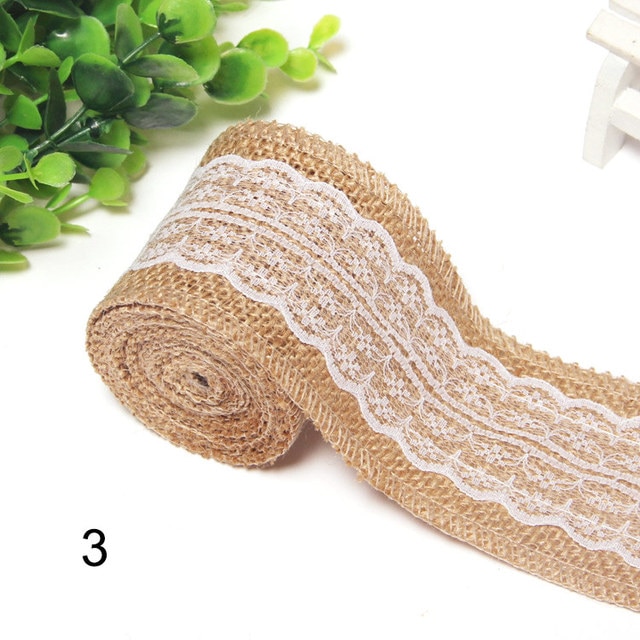 2M 5CM Natural Jute Burlap Rolls with Lace-JournalTale