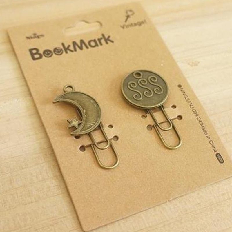 2pcs/set Vintage Metal Bookmarks Bronze Color Paper Clip-JournalTale