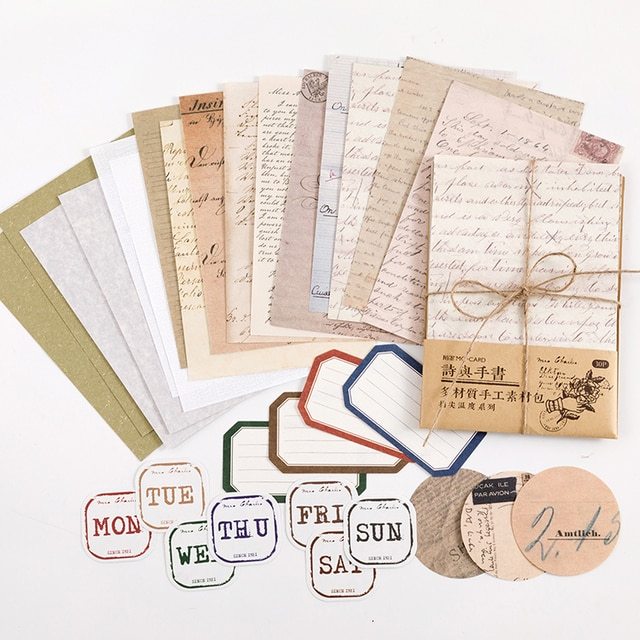 30 Pcs Retro Letter Sheet Material Paper-JournalTale