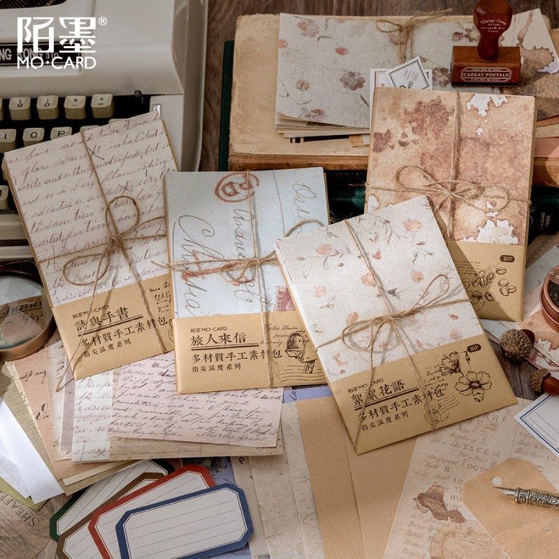 30 Pcs Retro Letter Sheet Material Paper-JournalTale