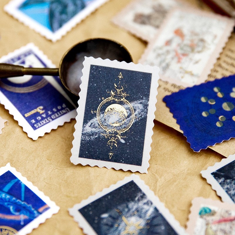 30 Pcs Vintage Astronomy Stickers Bronzing Universe-JournalTale