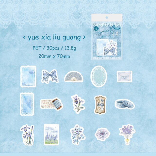 30 Sheets Time Handmade Series Vintage PET White Ink Sticker-JournalTale