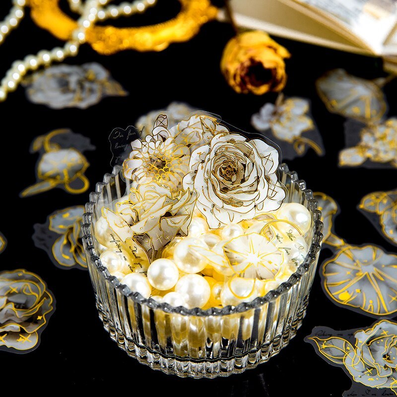 30 pcs Bronzing Flowers Stickers pack Decorative material-JournalTale