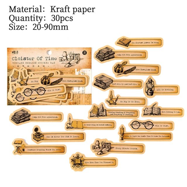 30 pcs Retro English sticker pack nostalgic European old-JournalTale