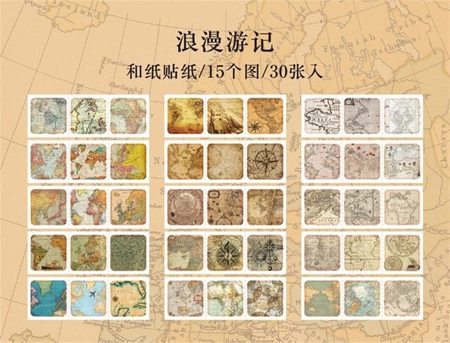 30Pcs Vintage pattern mini Sticker Junk Journal Art Collage-JournalTale