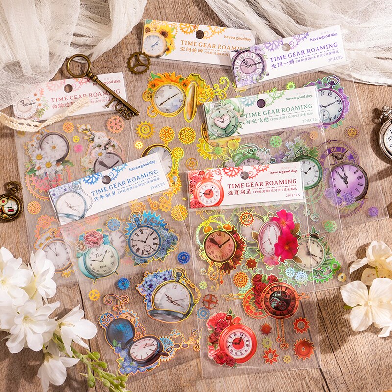 2 Sheets PET Flowers Stickers Decorative Adhesive Sticker-JournalTale