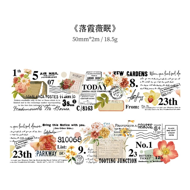 30mm/50mm*2m Vintage Plant Flowers Washi Tapes-JournalTale
