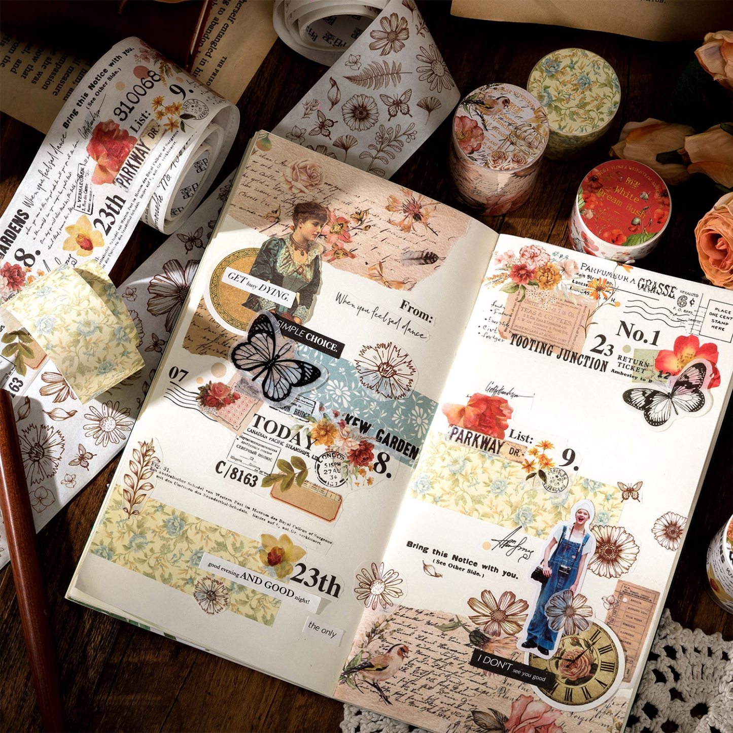 30mm/50mm*2m Vintage Plant Flowers Washi Tapes-JournalTale