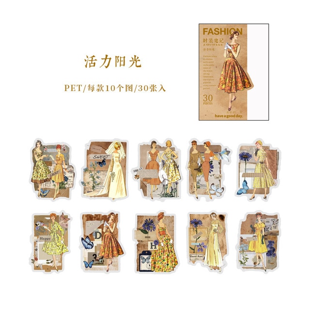 30pcs/1lot Stationery Sticker Ladies Fashion-JournalTale