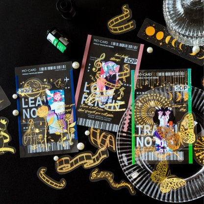 45pcs Flash Magic Astrolabe golden Laser Stickers-JournalTale