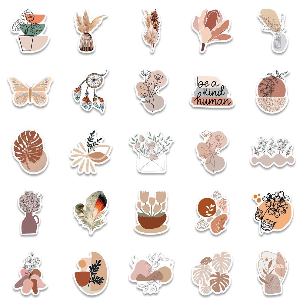 10/30/50PCS Retro Bohemian Art Stickers Aesthetic Decal-JournalTale