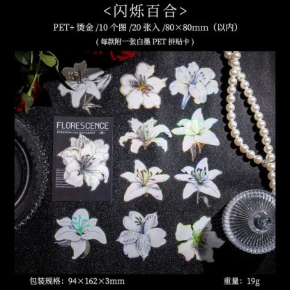 20pcs/lot Unqiue White Gliding Flower Stickers Large-JournalTale