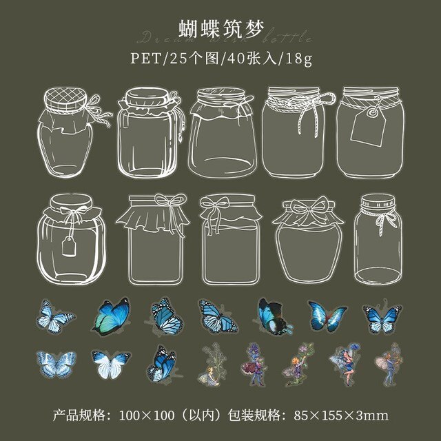 40 Pcs Transparent Glassware Bottle Shape Stickers-JournalTale