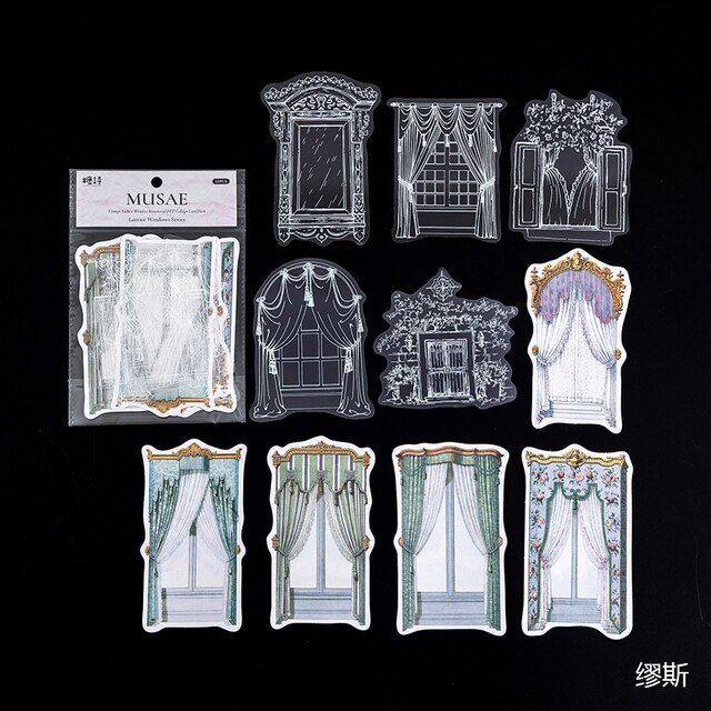 10 Pcs Vintage Classical Curtains Stickers Pack DIY Scrapbooking-JournalTale