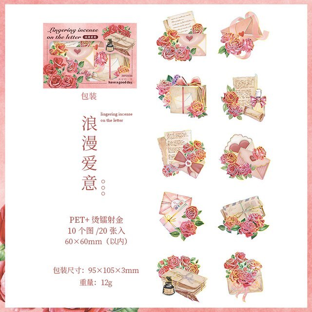 20pcs/pack Creative Laser Gliding Stickers Aesthetic Flowers-JournalTale