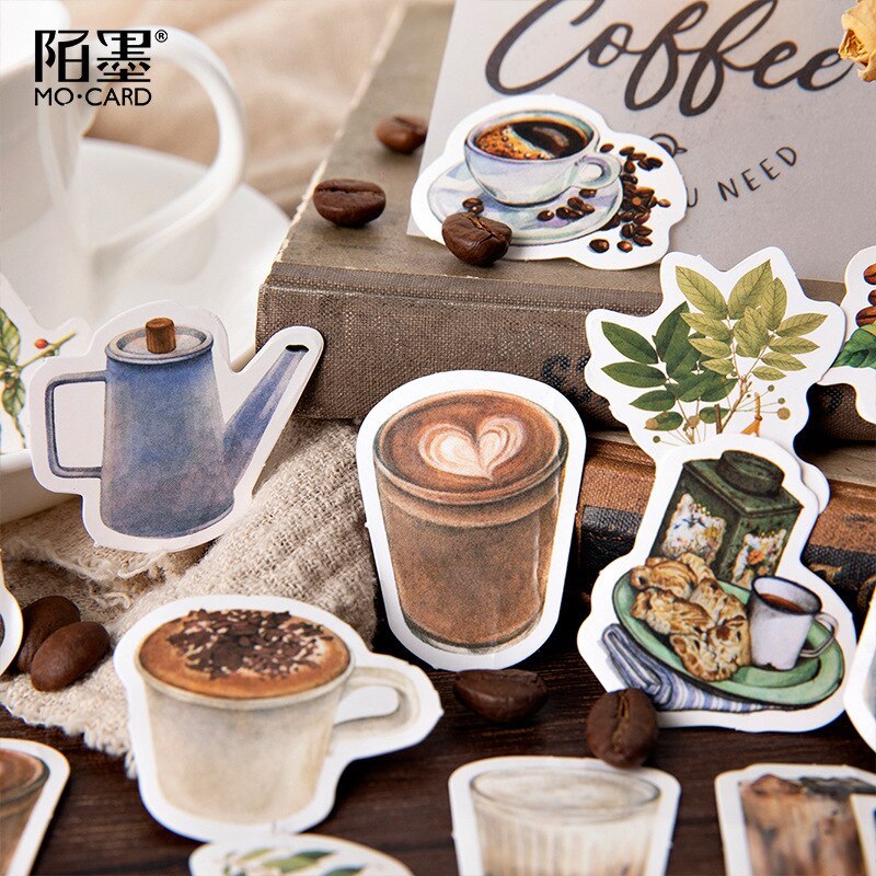 45pcs/pack Vintage Rooftop Coffee Shop Stickers Set-JournalTale