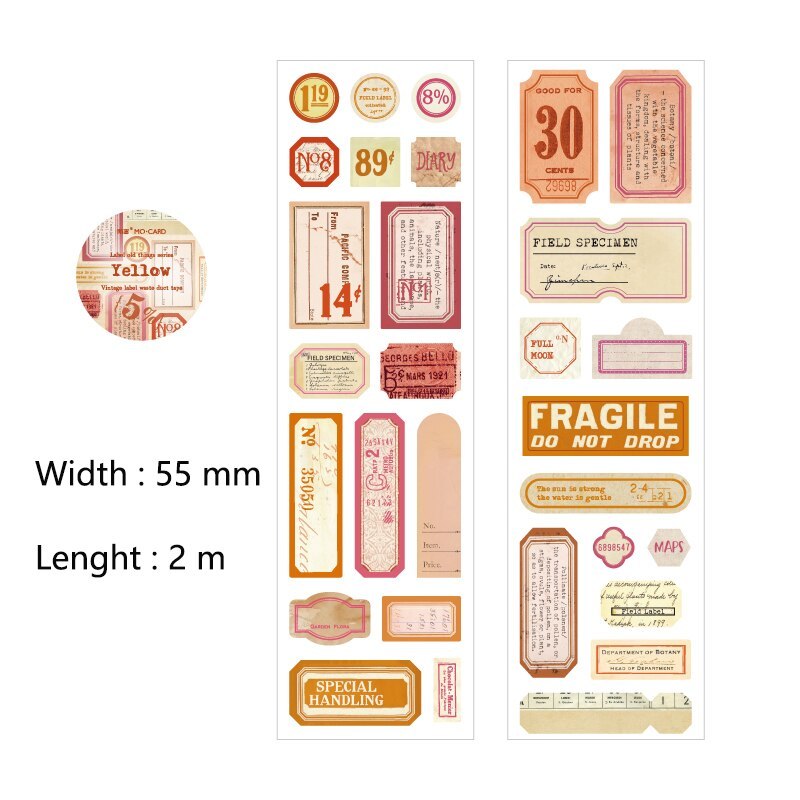 55mm*2m Vintage Letters Writable Tapes-JournalTale