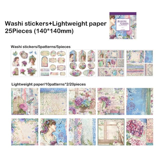 25sheets/pack Stickers Lightweight Paper Vintage Craft Paper-JournalTale
