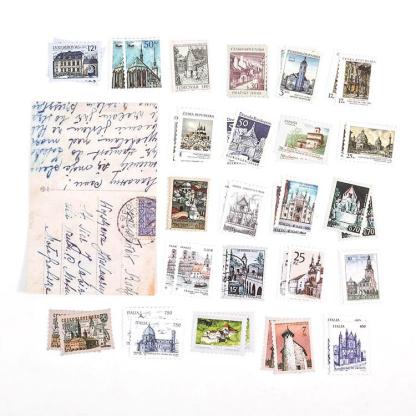 46 Pcs Vintage Postage Stamp Flake Stickers Set-JournalTale