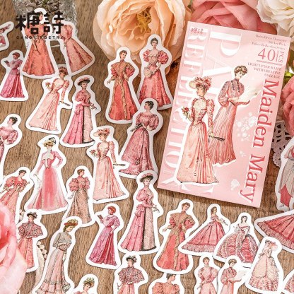 40pcs/1lot  Sticker Vintage Court girl-JournalTale