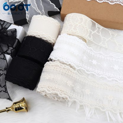 1Yards Mesh Embroidered Lace Ribbon-JournalTale