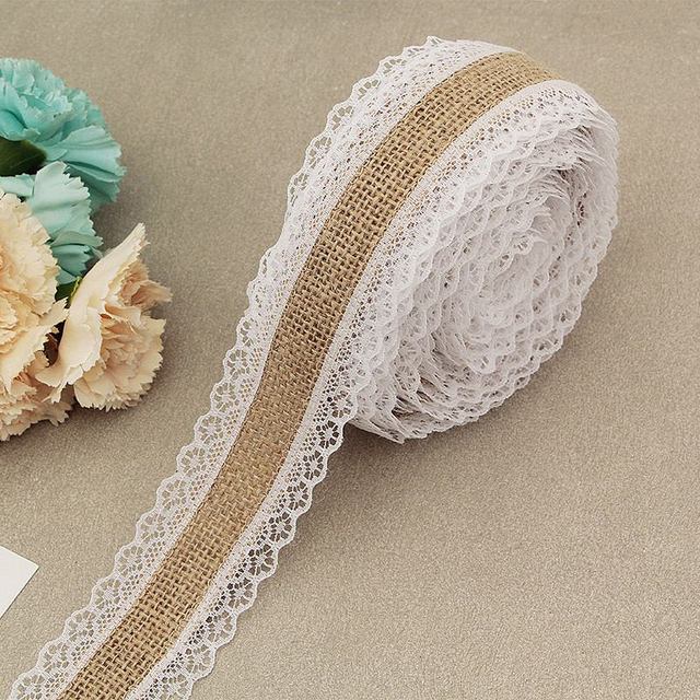 2Meter/Lot 25mm Natural Jute Burlap Hessian Lace-JournalTale