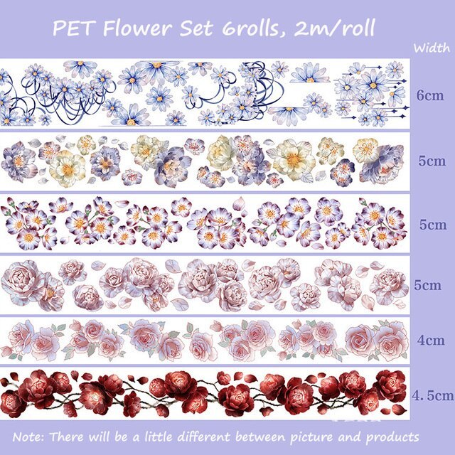 PET Colored Set Washi Tape Flower Fruit Delicacy Washi Set-JournalTale