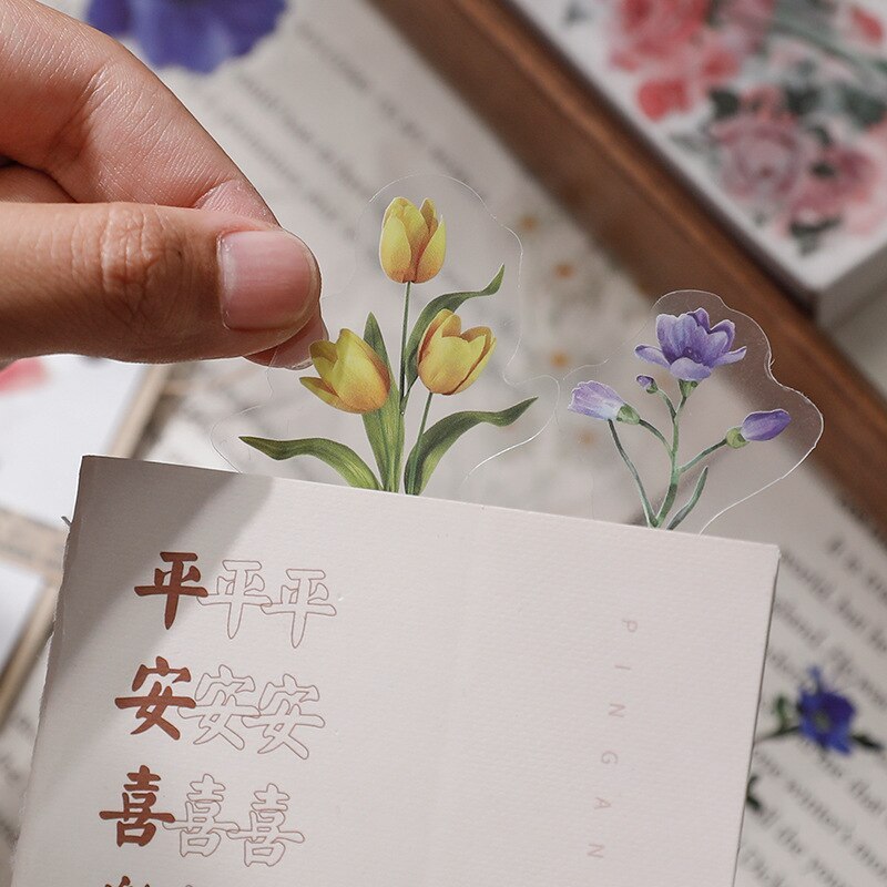 40Pcs Vintage Flower Plant Scrapbooking PET Stickers-JournalTale