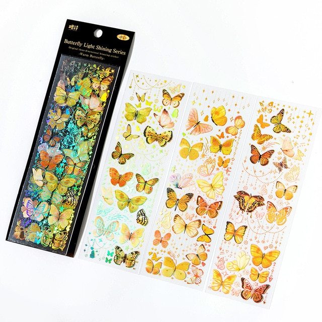 3pcs Colorful Butterfly PET Stickers Decorative Decals-JournalTale