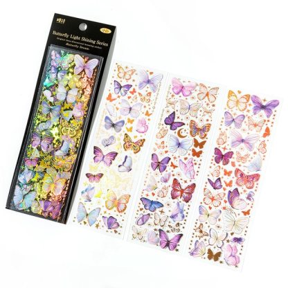 3pcs Colorful Butterfly PET Stickers Decorative Decals-JournalTale