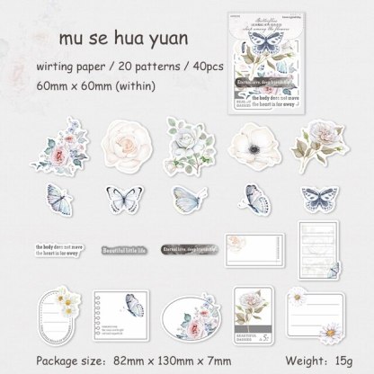 40 Sheets Butterfly Sleep Among Flowers Series Literary Note Sticker-JournalTale