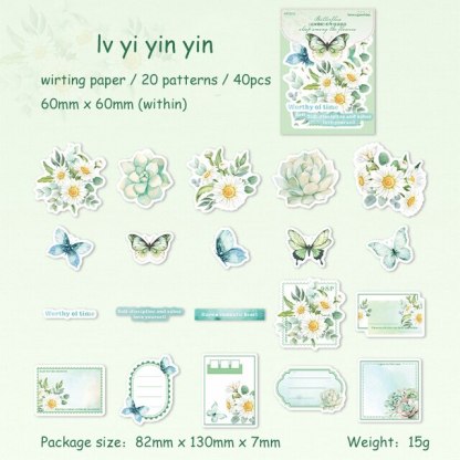 40 Sheets Butterfly Sleep Among Flowers Series Literary Note Sticker-JournalTale