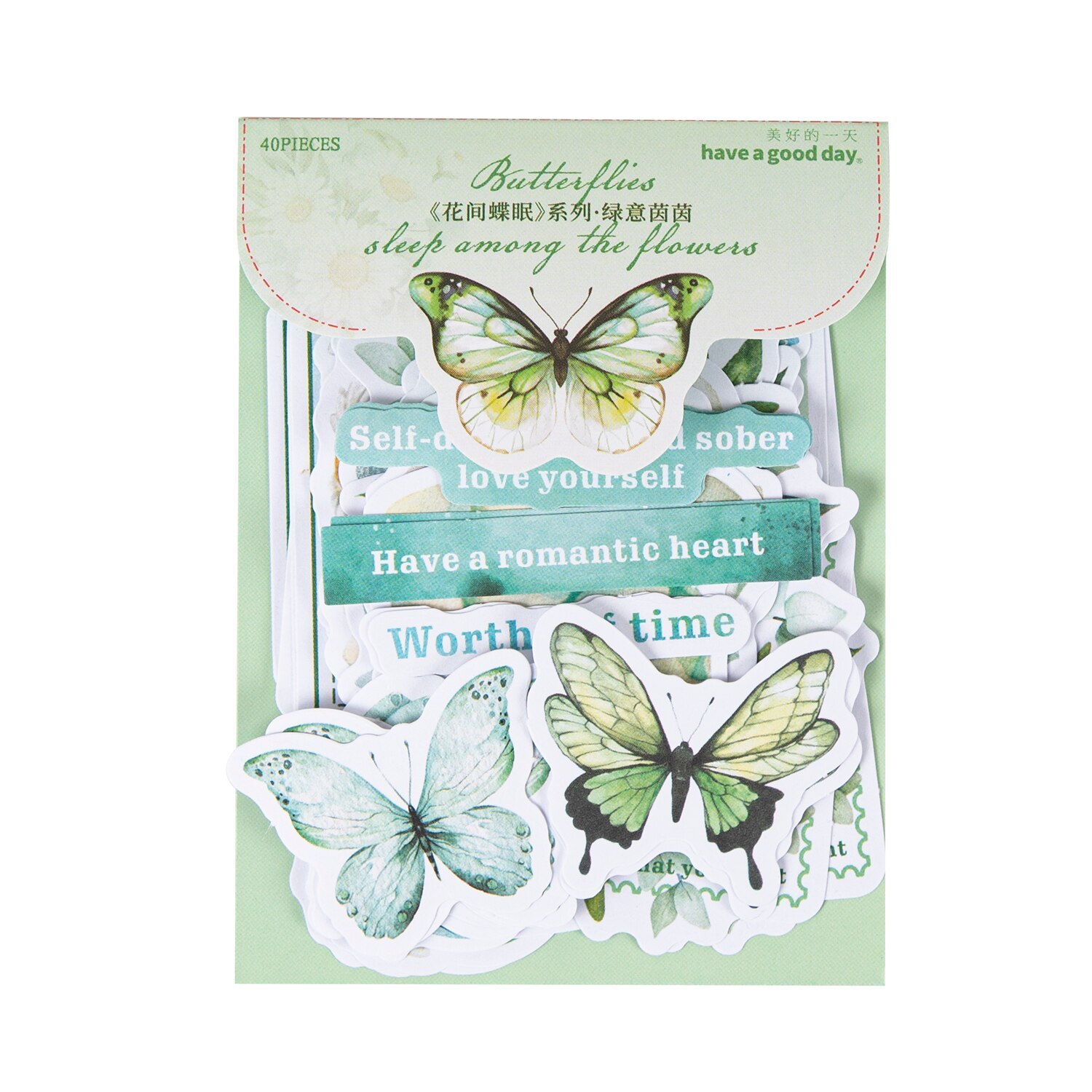 40 Sheets Butterfly Sleep Among Flowers Series Literary Note Sticker-JournalTale