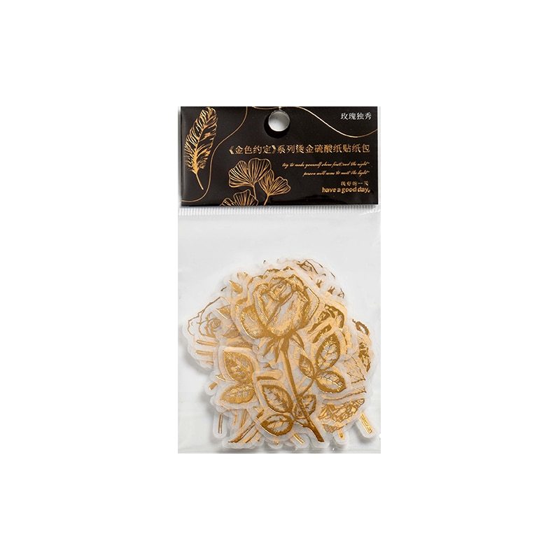 40 pcs/lot Aureate Feather Flowers Plant Stickers pack-JournalTale