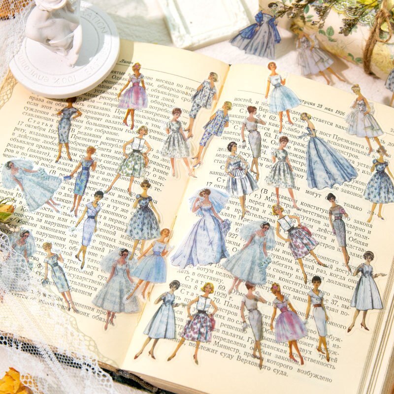 400pcs/1lot Scrapbook Sticker Retro Variety Girl-JournalTale