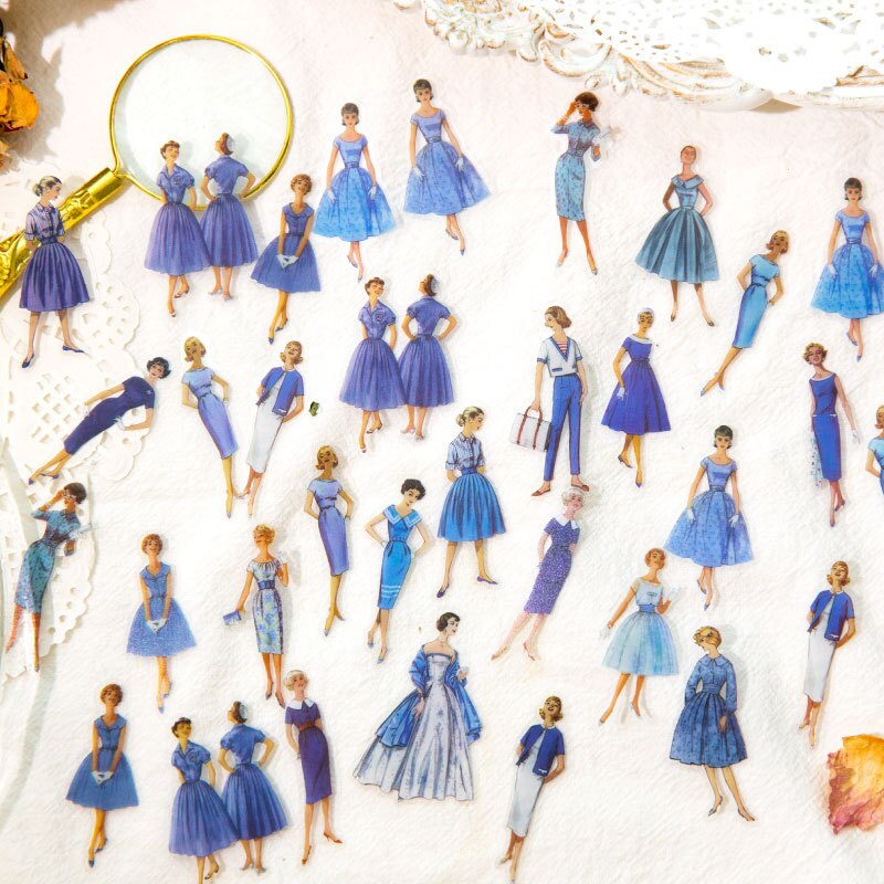 400pcs/1lot Scrapbook Sticker Retro Variety Girl-JournalTale