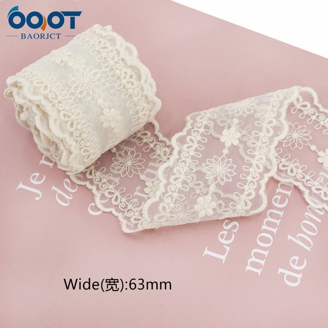 1Yards Mesh Embroidered Lace Ribbon-JournalTale
