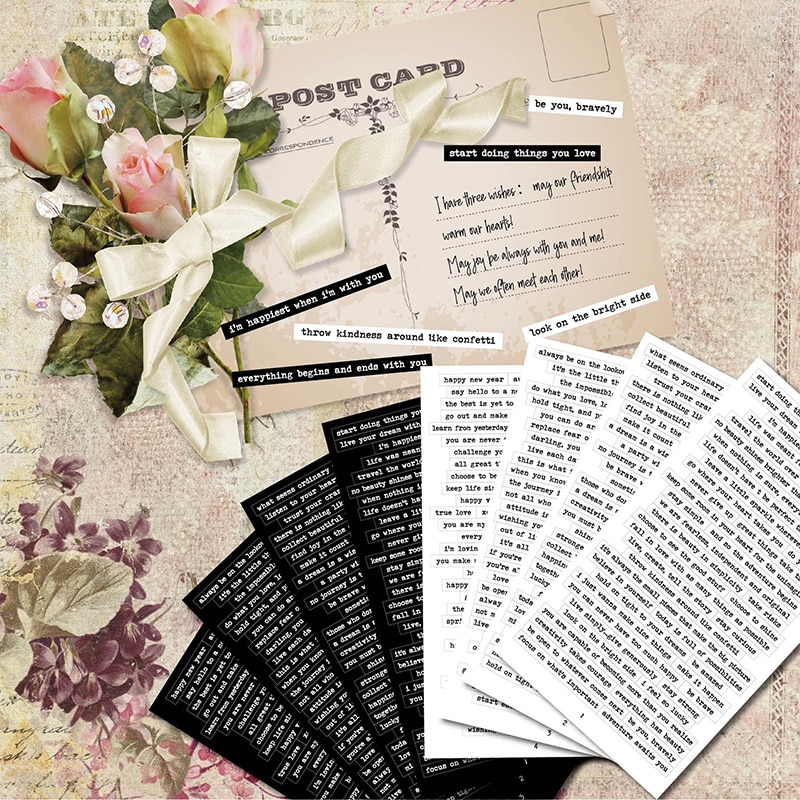 406PCS Vintage Small Talk Text Collection Stickers Scrapbooking-JournalTale